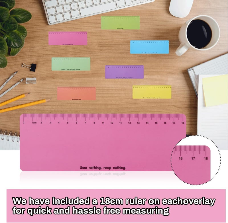Winfox Pink Dyslexia Tools for Kids, 10-Piece Guided Reading Strips, Colored Overlay Highlighters, Reading Tracking Rulers for Visual Stress, ADHD, Irlens Syndrome - Image 4